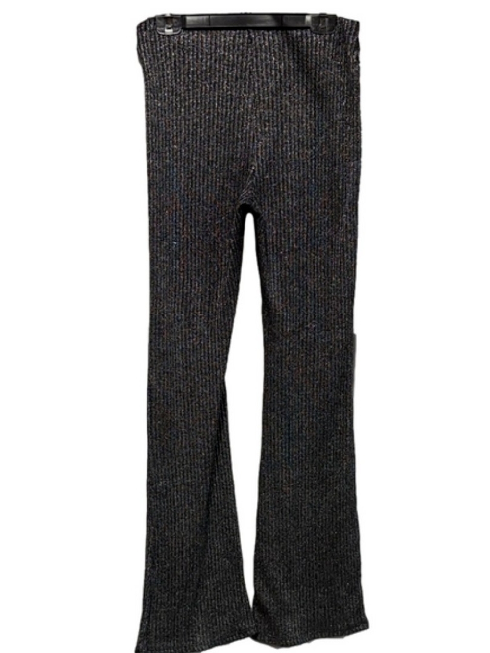 Zara Trafaluc Shimmer Ribbed Knit High Rise Flare Pants M NWOT